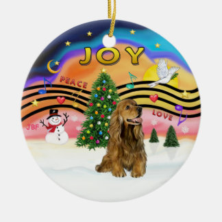 Xmas Music 2 - Cocker (brown) Ceramic Tree Decoration