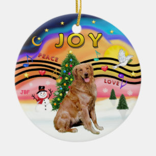 Xmas Music 2 - Golden Retriever 3 Ceramic Tree Decoration
