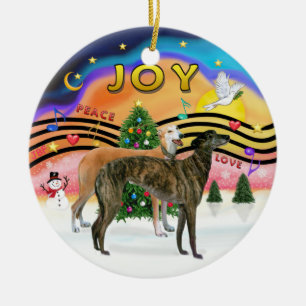 Xmas Music 2 - Greyhounds (TWO) Ceramic Tree Decoration