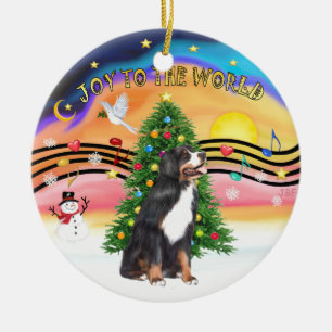 Xmas Music 2 - Jo y- Bernese Mountain Dog Ceramic Tree Decoration