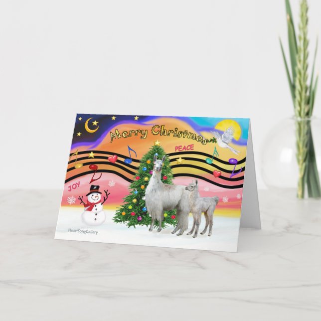 Xmas Music 2 - Llama Mama and Baby Holiday Card (Front)
