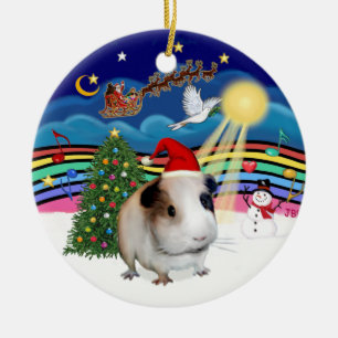 Xmas Music 3 - Guinea Pig #1 Ceramic Tree Decoration