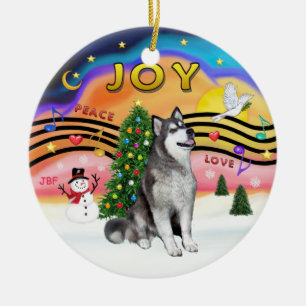 Xmas Music - Alaskan Malamute Ceramic Tree Decoration