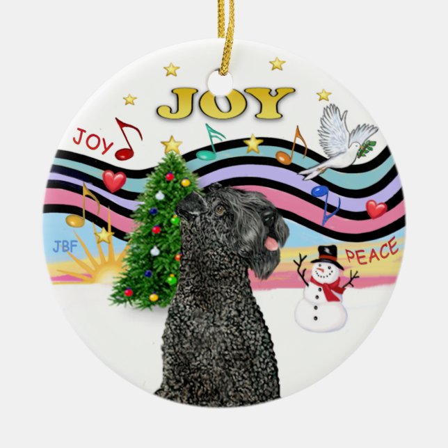 Xmas Music - Kerry Blue Terrier Ceramic Tree Decoration (Front)
