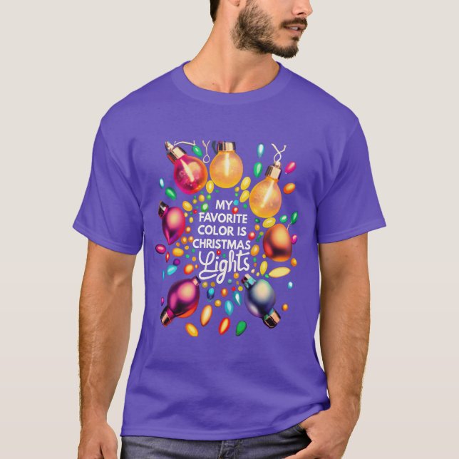 Xmas My Favourite Colour Is Christmas Lights Santa T-Shirt (Front)