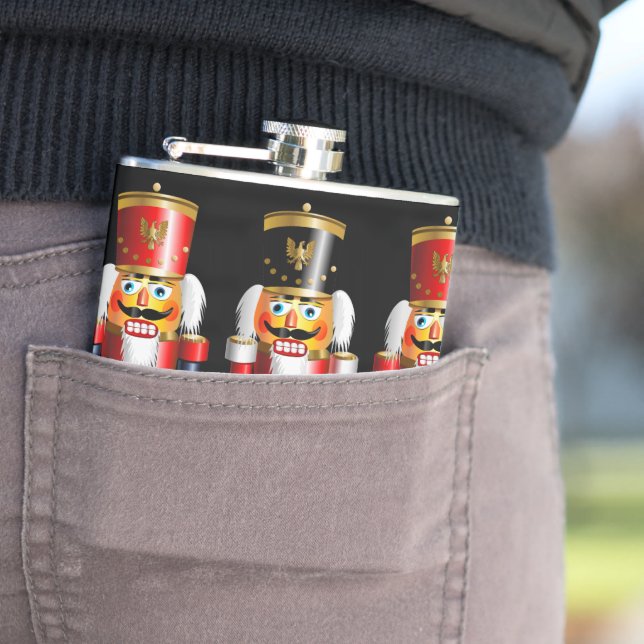 Xmas Nutcracker Toy Soldiers Hip Flask (In Situ)