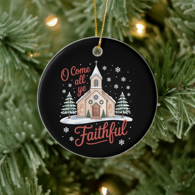 Xmas O Come All Ye Faithful Religious Christian Ceramic Tree Decoration (Tree)