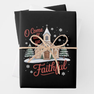 Xmas O Come All Ye Faithful Religious Christian Wrapping Paper Sheet