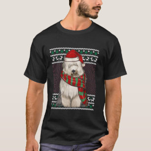 Xmas Old English Sheepdog Dog Santa Hat Ugly Chris T-Shirt