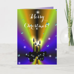Xmas on Purple Yellow Rainbow with Pearls Card