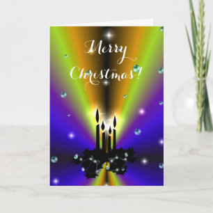 Xmas on Purple Yellow Rainbow with Pearls Card