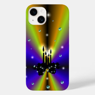 Xmas on Purple Yellow Rainbow with Pearls Case-Mate iPhone 14 Case