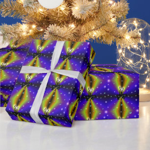 Xmas on Purple Yellow Rainbow with Pearls Wrapping Paper