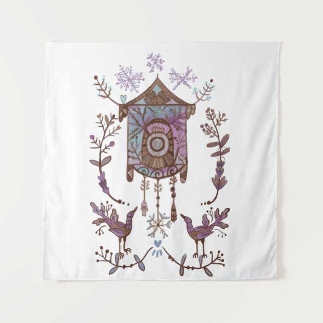 xmas ornamental birds tapestry (Front)