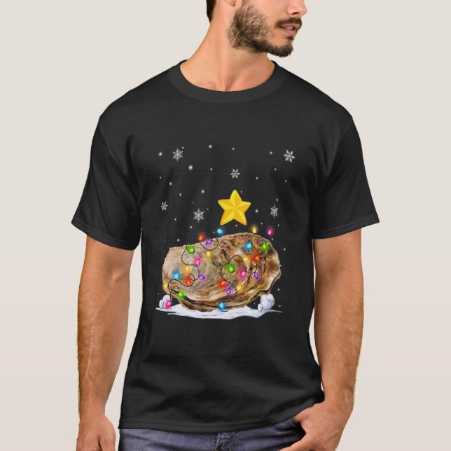 Xmas Oyster Animals  Christmas Tree Lights T-Shirt (Front)