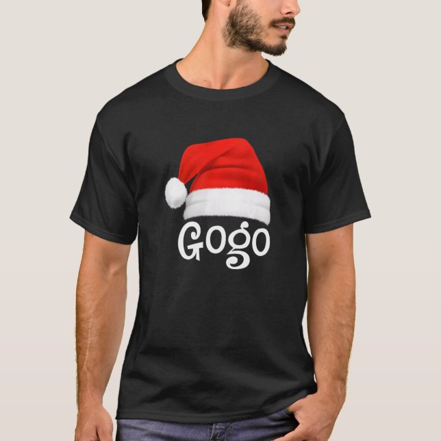 Xmas Pajama Group Matching Gogo Christmas Hat T-Shirt (Front)