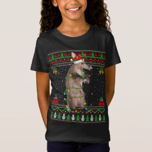 Xmas Pajama Red Plaid Christmas Lights Alligator A T-Shirt
