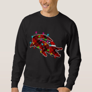 Xmas Pajama Red Plaid Christmas Lights Guinea pig  Sweatshirt