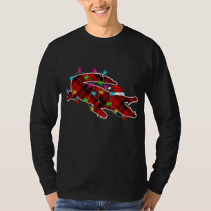 Xmas Pajama Red Plaid Christmas Lights Guinea pig  T-Shirt