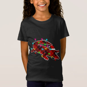 Xmas Pajama Red Plaid Christmas Lights Guinea pig T-Shirt