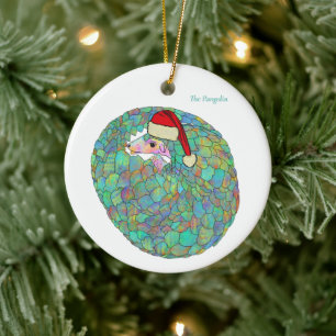 Xmas Pangolin Endangered Species Festive Wildlife Ceramic Tree Decoration
