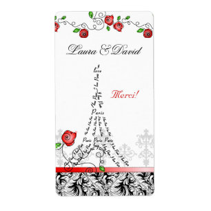 Xmas Paris France Merci Eiffel Tower Red Rose
