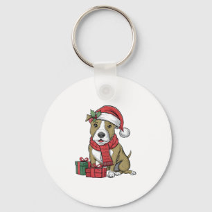Xmas Party Decoration American Pitbull Terrier Dog Key Ring