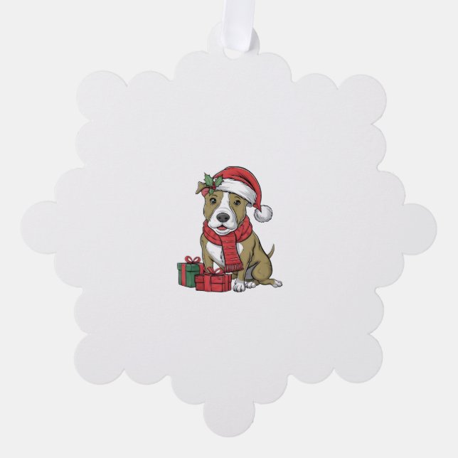 Xmas Party Decoration American Pitbull Terrier Dog Tree Decoration Card (Front)
