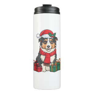 Xmas Party Decoration Australian Shepherd Dog Chri Thermal Tumbler
