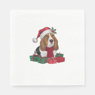 Xmas Party Decoration Santa Basset Hound Dog Chris Napkin