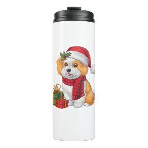 Xmas Party Decoration Santa Bichon Dog Christmas Thermal Tumbler