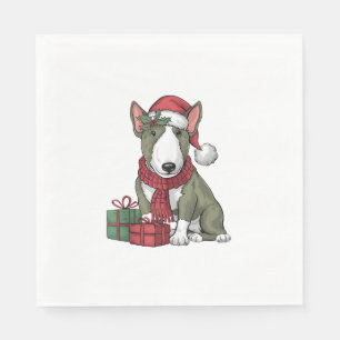 Xmas Party Decoration Santa Bull Terrier Dog Chris Napkin