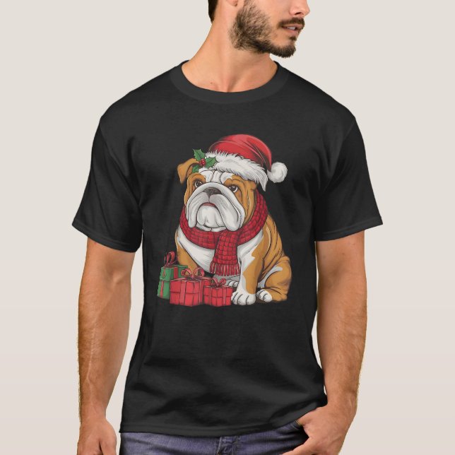 Xmas Party Decoration Santa Bulldog Christmas  T-Shirt (Front)