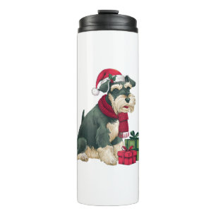 Xmas Party Decoration Santa Giant Schnauzer Dog Ch Thermal Tumbler