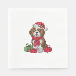 Xmas Party Decoration Santa Havanese Dog Christmas Napkin