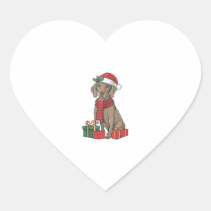 Xmas Party Decoration Santa Weimaraner Dog Christm Heart Sticker