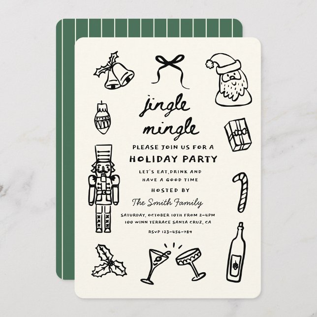Xmas Party Holiday Hand Drawn Funky Handwritting Invitation (Creator Uploaded)