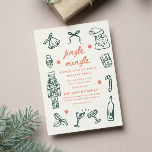 Xmas Party Holiday Hand Drawn Funky Handwritting Invitation