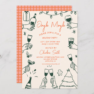 Xmas Party Holiday Hand Drawn Funky Handwritting Invitation