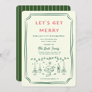 Xmas Party HolidayHand Drawn Funky Handwritting In Invitation