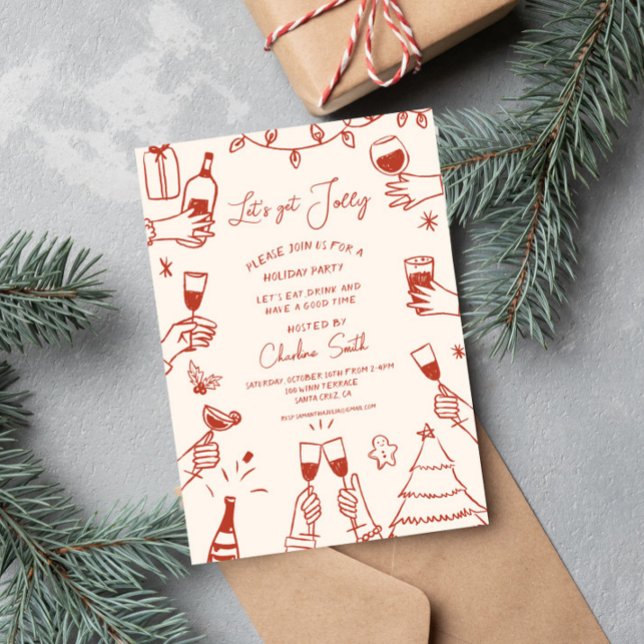 Xmas Party HolidayHand Drawn Funky Handwritting Invitation (Creator Uploaded)