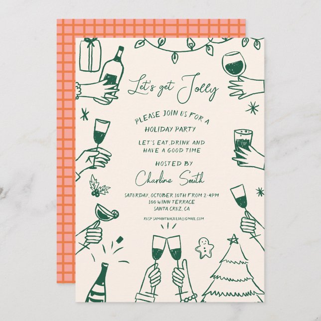 Xmas Party HolidayHand Drawn Funky Handwritting Invitation (Creator Uploaded)