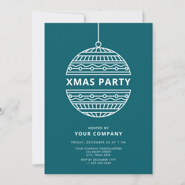 Xmas Party with Modern Christmas Disco Ball Invitation (Front)