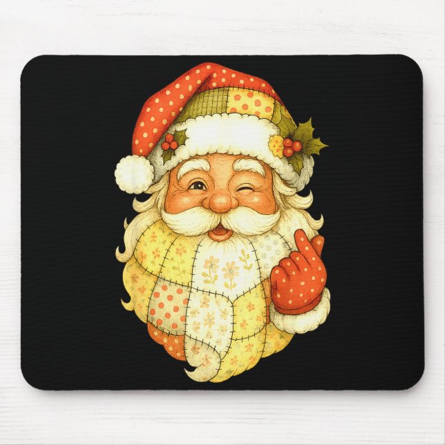 Xmas Patchwork Santa Claus Christmas Funny Mens Wo Mouse Mat (Front)