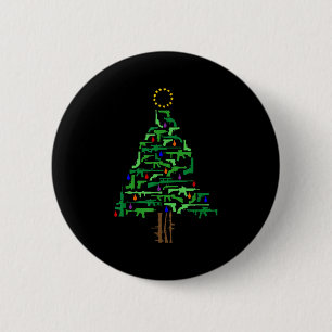 Xmas Patriotic 2nd Amendment Gun Christmas Tree  6 Cm Round Badge