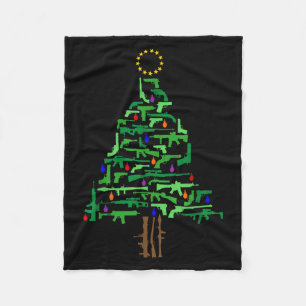 Xmas Patriotic 2nd Amendment Gun Christmas Tree  Fleece Blanket
