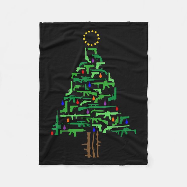 Xmas Patriotic 2nd Amendment Gun Christmas Tree  Fleece Blanket (Front)