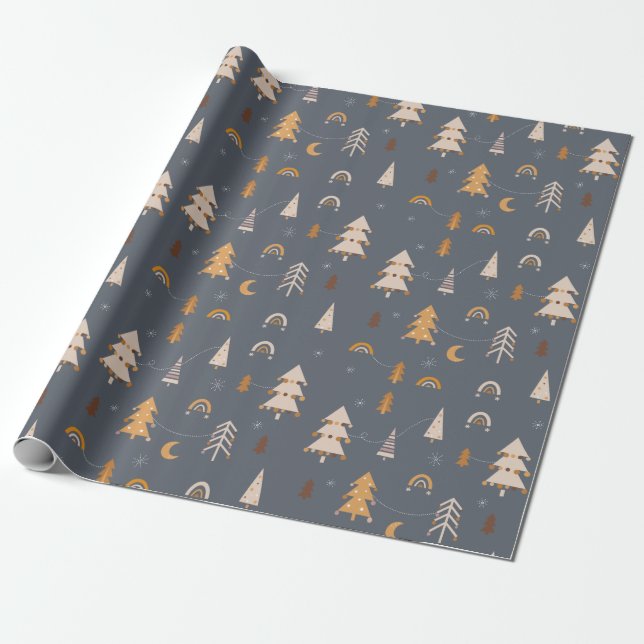 Xmas pattern boho style wrapping paper (Unrolled)