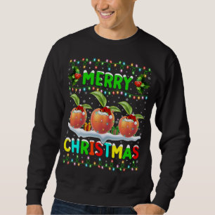 Xmas Peaches Fruit Lighting Santa Hat Merry Christ Sweatshirt