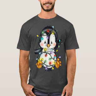 Xmas Penguin Xmas Lights Santa Reindeer Penguin Lo T-Shirt